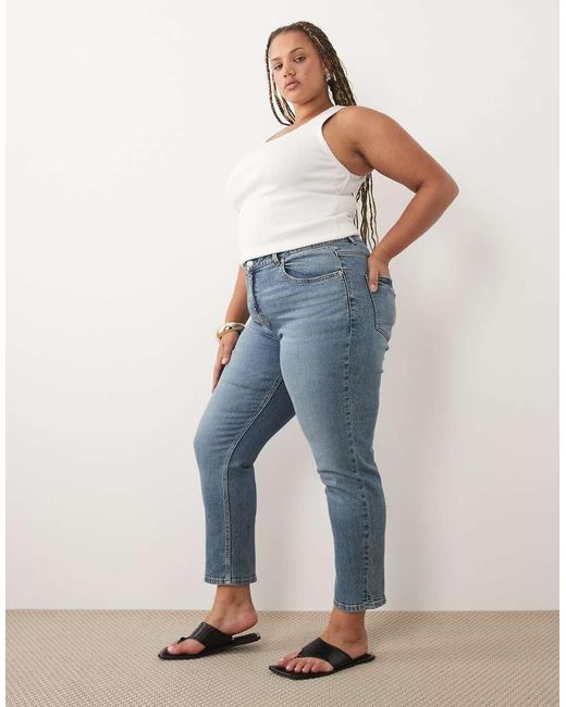 ASOS Blue Asos Design Curve Slim Fit Mom Jeans