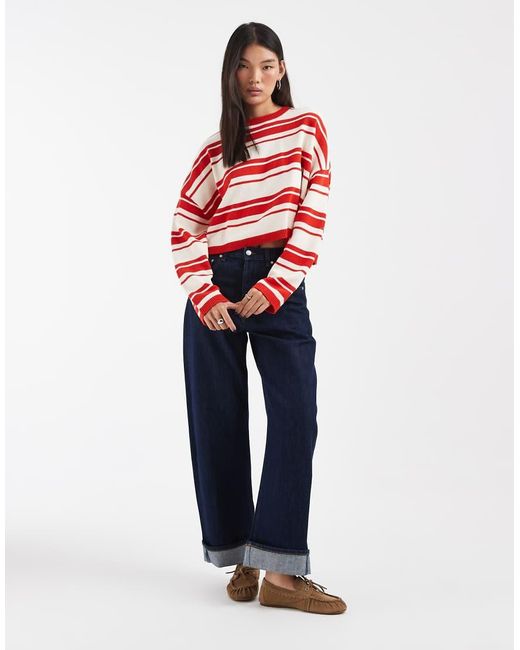 & Other Stories Red Cropped Oversized Cotton Jumper