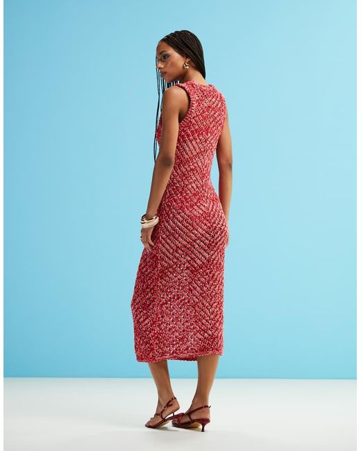 & Other Stories Gehaakte Gebreide Maxi Jurk in het Blue