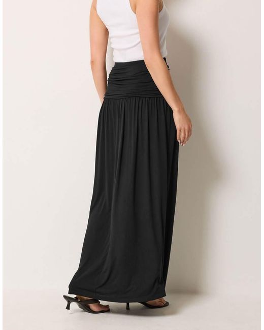 Long Tall Sally Black Ruched Waist Maxi Skirt