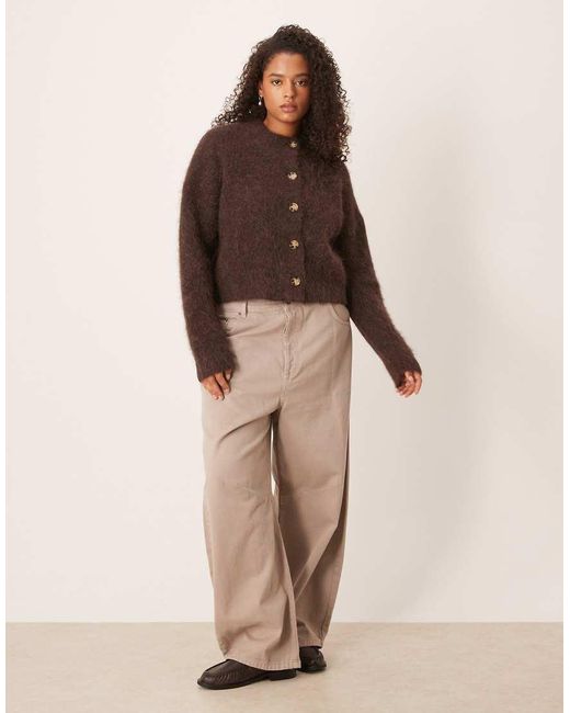 ASOS Brown Asos Design Curve Chunky Premium Alpaca Cardigan