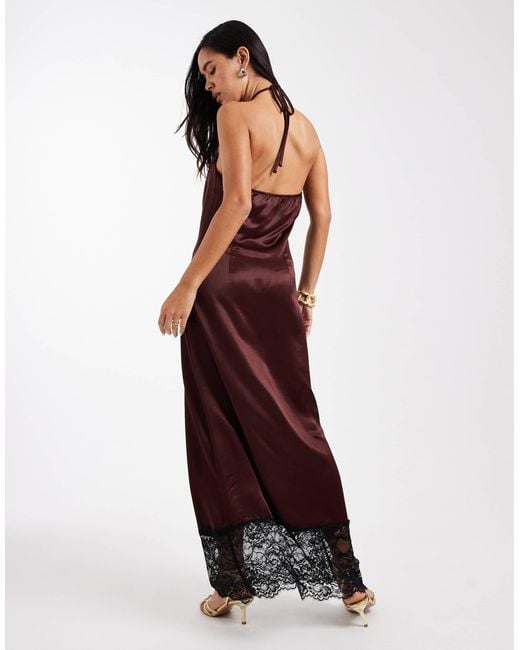 Miss Selfridge Purple – maxikleid aus satin und spitze