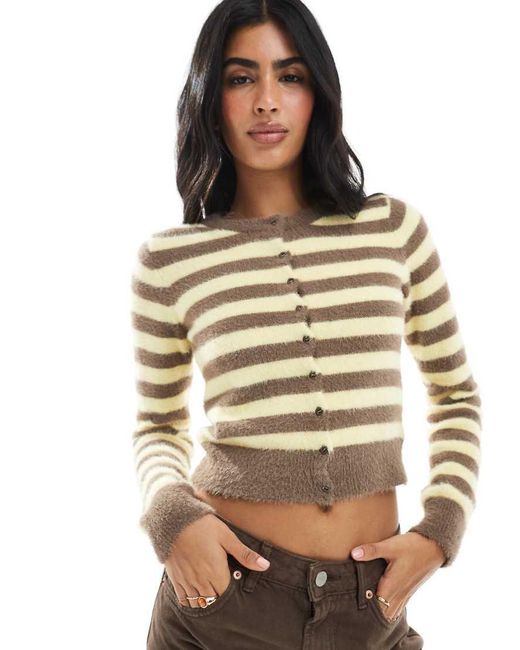Daisy Street Multicolor Fluffy Knit Micro Cardigan
