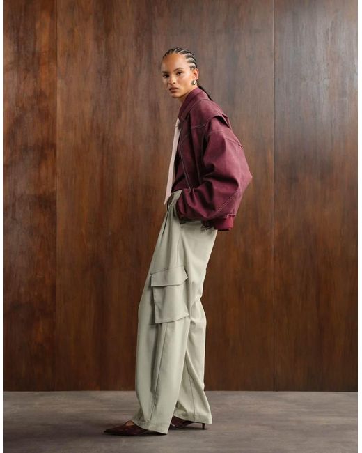 ASOS Brown Tailored Utility Barrel Pants