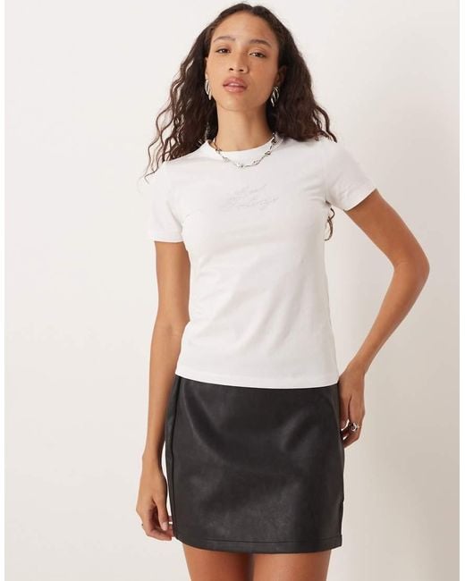 JJXX White Gigi T-shirt With Rhinestone Print