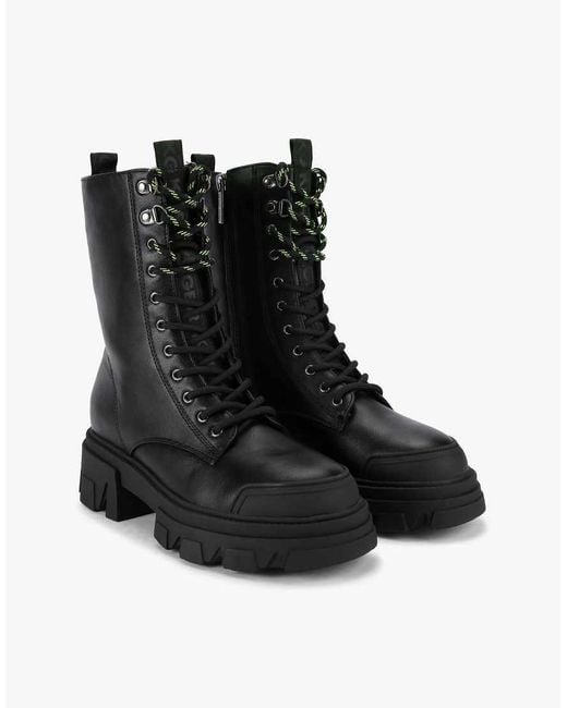 KG by Kurt Geiger Black Trekker Lace Up3 Mid Ankle Boots