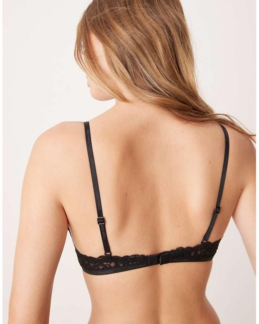 Sujetador Triangular Con Detalle De Encaje Attraction De Calvin Klein de color Black