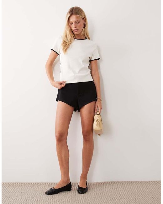 Mango Natural Contrast Trim T-shirt