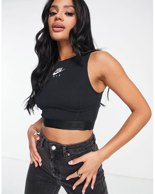 Nike Air Ribbed Fitted Tank Top in Black Lyst