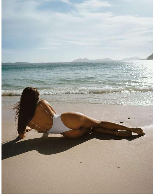 Pull&Bear White Basic Strappy Swimsuit