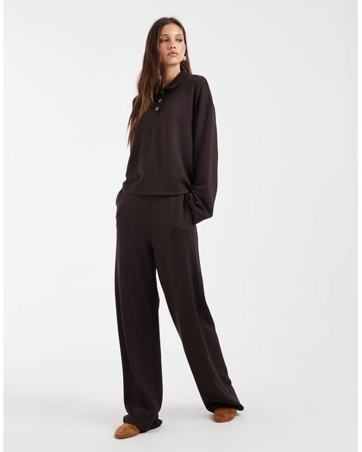 Vero Moda Black Super Soft Polo Sweat Top Co-Ord