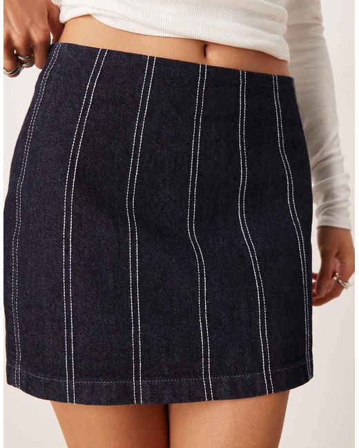ASOS Blue Denim Navy Pinstripe Mini Skirt Co-ord