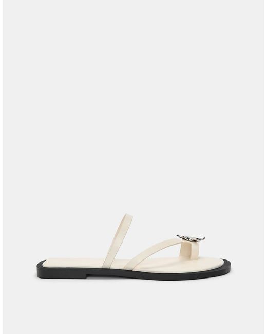 Pull&Bear White Flat Embellished Sandals