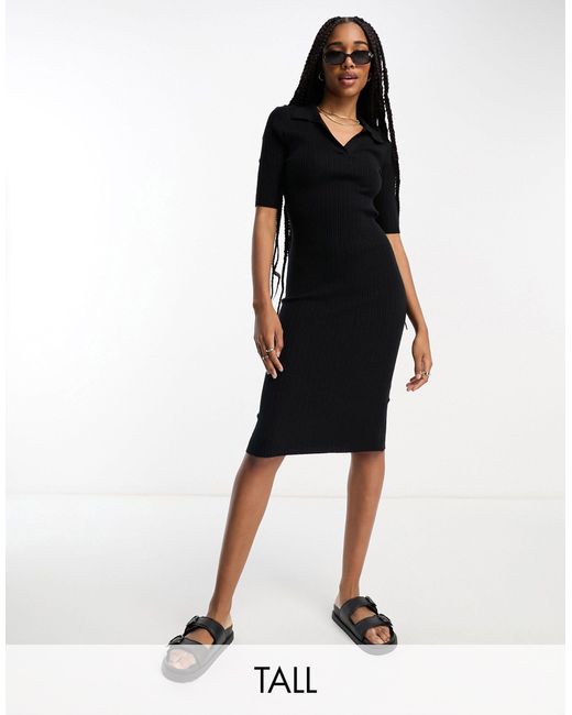 Vero Moda Tall Ribbed T-shirt Midi Dress in Black | Lyst Canada