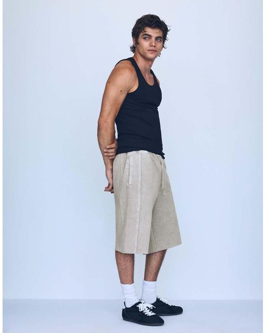 Bershka Gray baggy Jort Bermuda Shorts for men