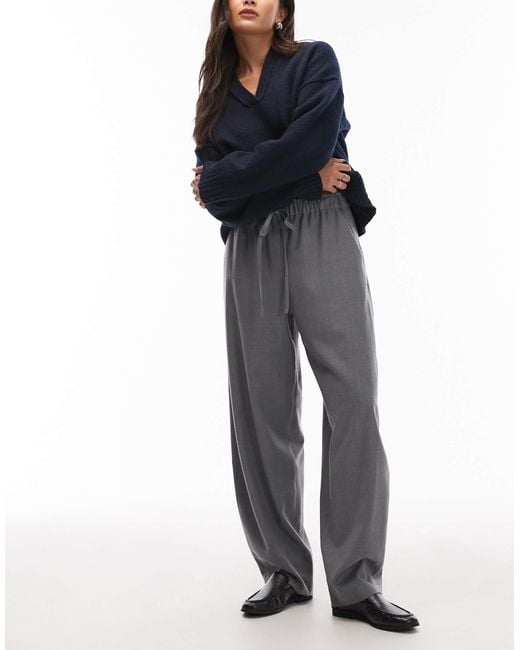 ARKET Blue Wool Trousers With Drawstring Waist
