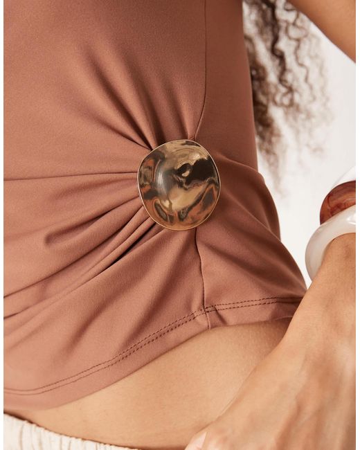 ASOS Brown Soft Cotton Touch Tank With Hardware Detail