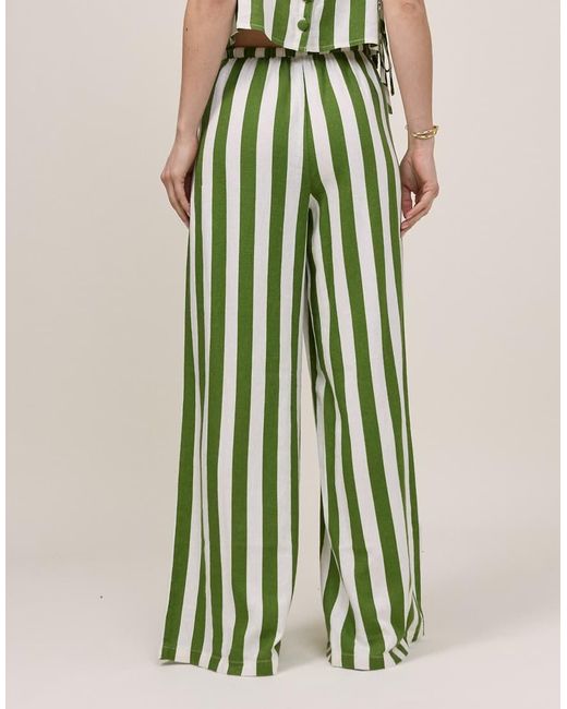 Nobody's Child Petite Green Reese Linen Mix Wide Leg Pants