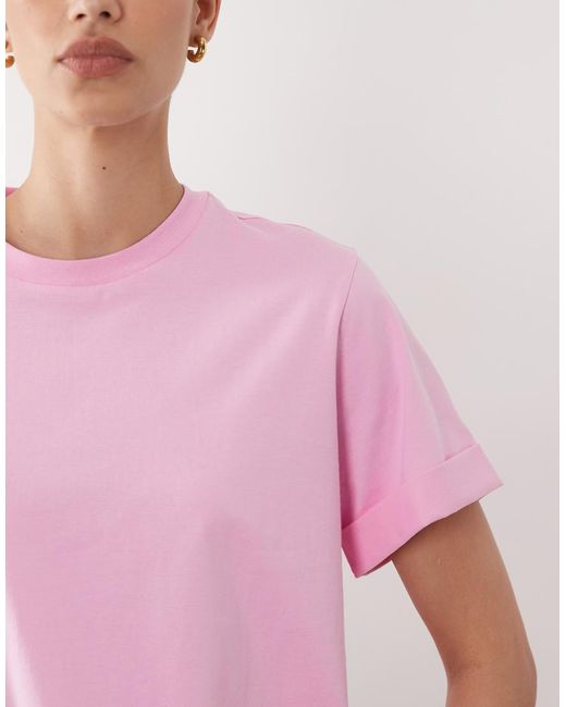 ASOS Pink Roll Up Sleeve Oversized T-shirt