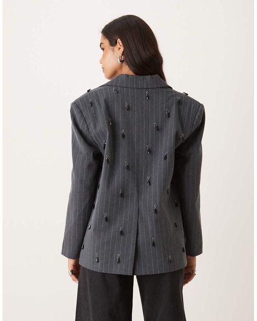ASOS Gray Tailored Embellished Oversized Blazer