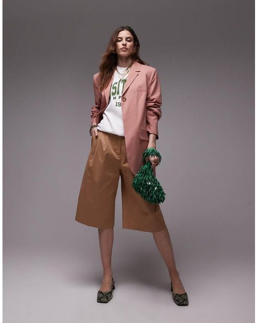 TOPSHOP Brown Single Button Tailored Blazer