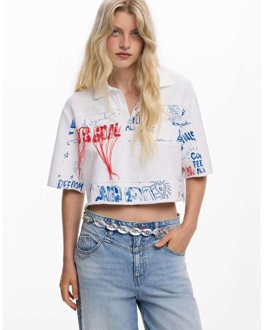 Desigual White Zalio Chain Belt