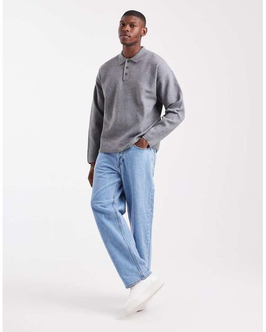 Jack & Jones Gray Premium Knitted Polo for men
