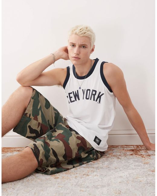 '47 White Ny Yankees Imprint Logo Singlet for men