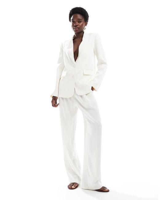 4th & Reckless White Satin Tailored Blazer Co-Ord