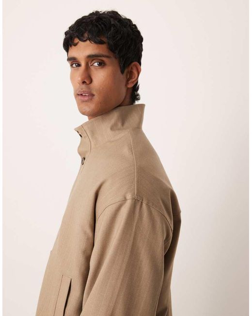 ASOS Ruimvallend Net Trainingsjack Met Krijtstreep in het Natural voor heren