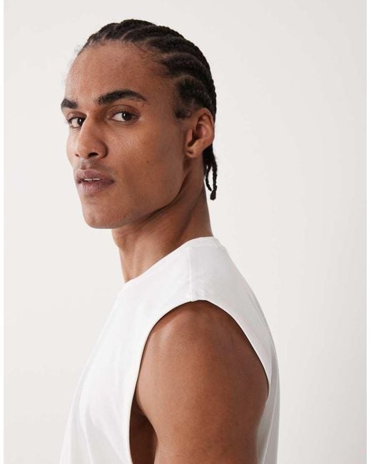 4505 White Running Quick Dry Performance Waffle Boxy Oversized Boxy Tank for men