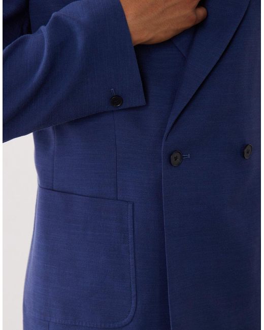 ASOS Blue Regular Double Breasted Suit Jacket for men