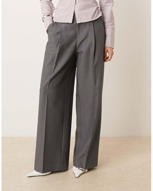 Gina Tricot Gray Wide Pleated Trousers