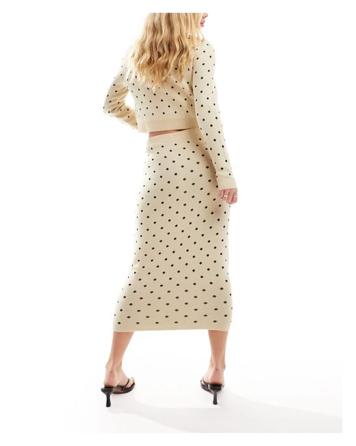 ASOS Natural Knitted Jacquard Midi Skirt