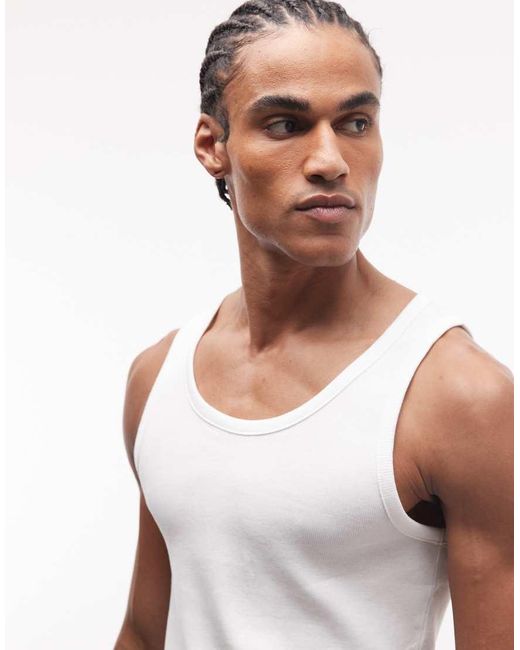 Top Senza Maniche Con Vestibilità Classica di Weekday in White da Uomo