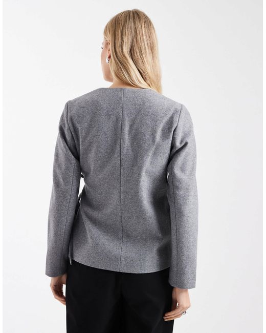 ONLY Gray Wrap Around Side Tie Structured Jacket
