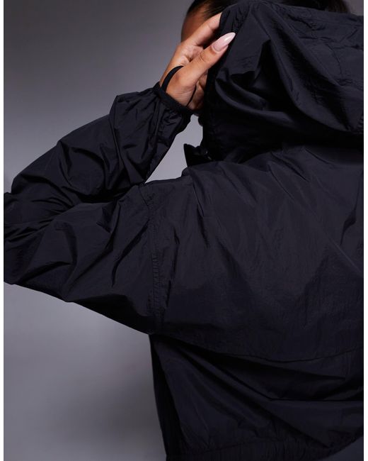 4505 Blue Cropped Woven Run Jacket With Hood