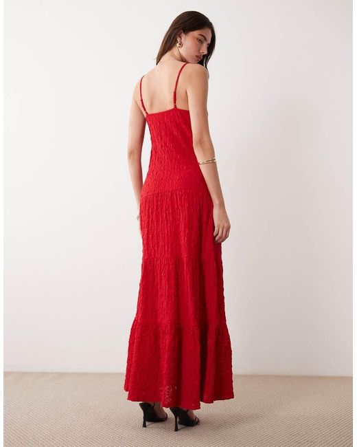 ASOS Red Lace Trapeze Maxi Dress