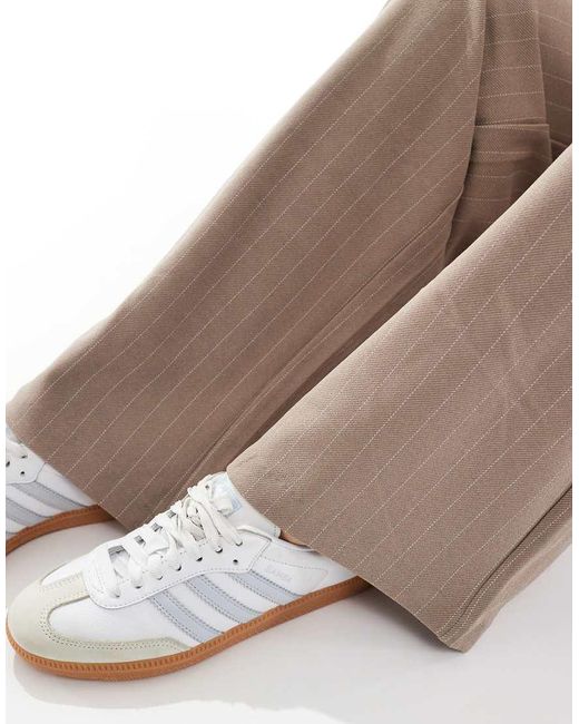 Vero Moda Broek Met Wijde Pijpen En Krijtstreep in het Natural