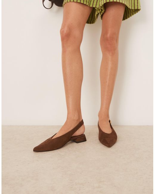 ASOS Natural – leonora – slingback-ballerinas aus wildlederimitat