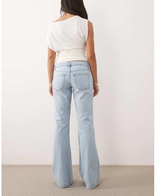 Gina Tricot Blue Low Waist Flare Ripped Jeans