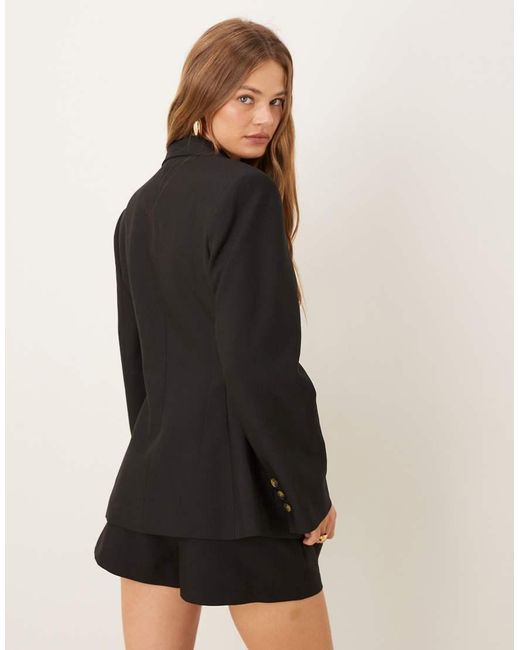 ASOS Black Tailored Nipped Waist Blazer With Cut Away Hem