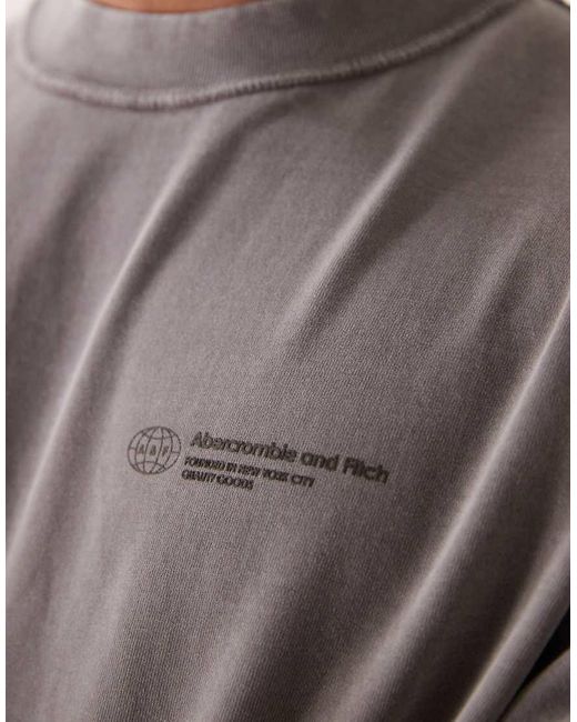 Abercrombie & Fitch Tijdloos Oversized T-Shirt Met Lange Mouwen En Logo in het Gray voor heren