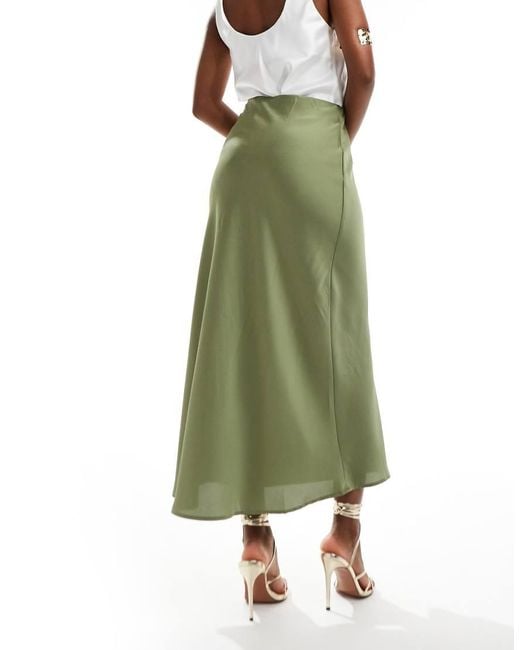 Vila Green Satin Maxi Skirt