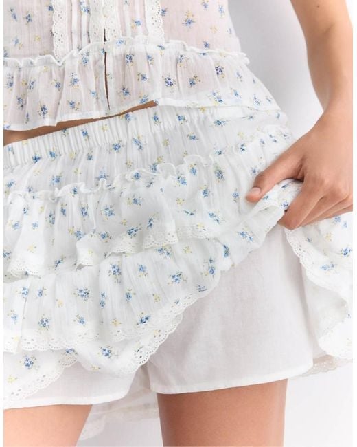 Stradivarius Gray Ruffled Crinkle Skort