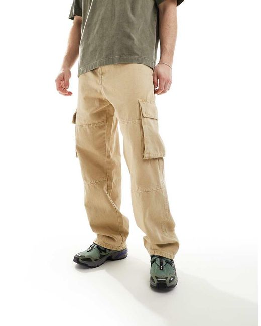 Bershka Natural Straight Cargo Pants for men