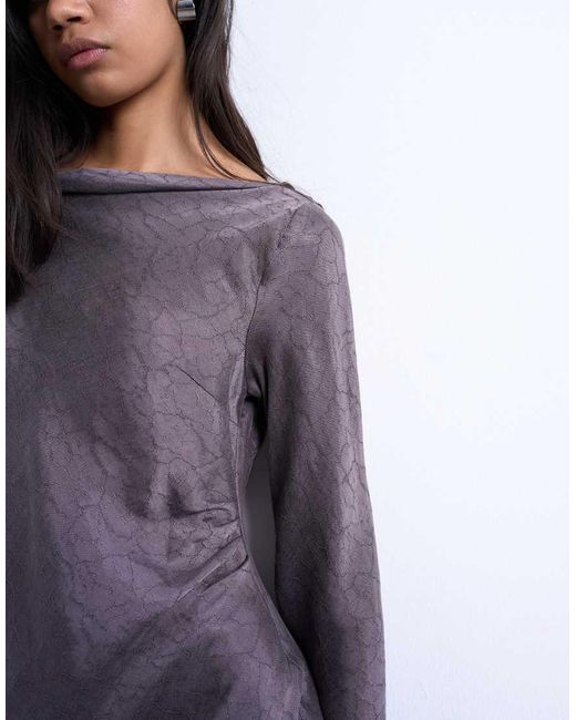 TOPSHOP Purple Drape Neck Mini Dress