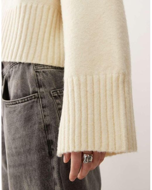 Monki Natural Crew Neck Knitted Jumper