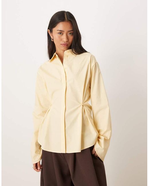 Gina Tricot Natural Pure Cotton Cinched Waist Shirt