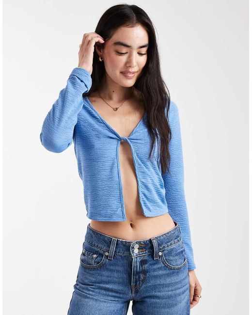 ONLY Top Met Lange Mouwen En Gedraaide Voorkant in het Blue